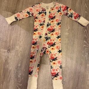 Earth Floral Kids One Piece Footie - Pink and Cream